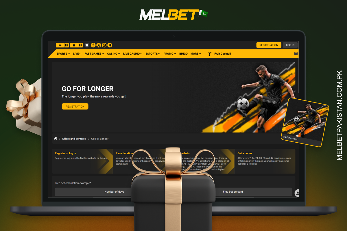 Melbet's Go for Longer bonus gives players promo codes for daily express bets